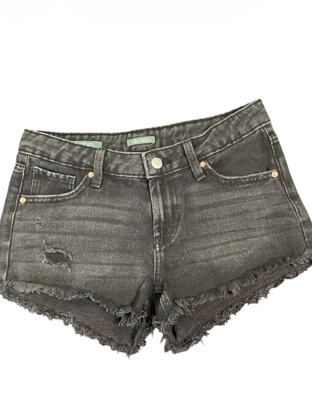 wild fable Black Frayed Hem Low Rise Denim Shorts
